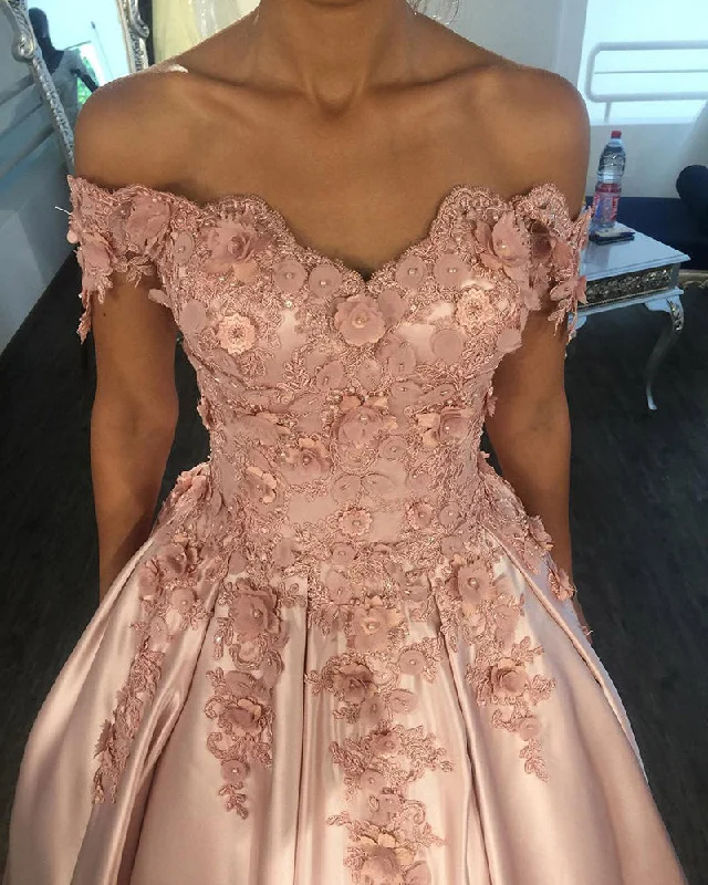Exclusive Access Blush Pink Ball Gown Prom Dress with Lace Flowers Women Off the Shoulder Engagement Wedding Gown Exclusive Access Blush Pink Ball Gown Prom Dress with Lace Flowers Women Off the Shoulder Engagement Wedding Gown