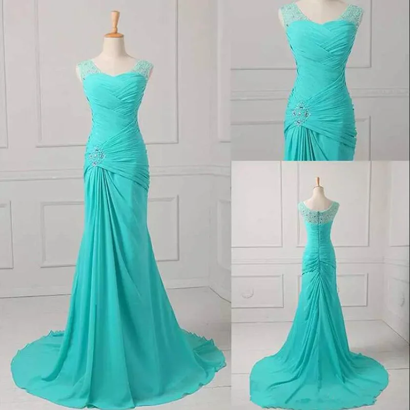 Extra Discounts Turquoise Blue Mermaid Chiffon Formal Evening Gown with Beaded Pleated mother of the bride dresses 2018 LP5518 Extra Discounts Turquoise Blue Mermaid Chiffon Formal Evening Gown with Beaded Pleated mother of the bride dresses 2018 LP5518