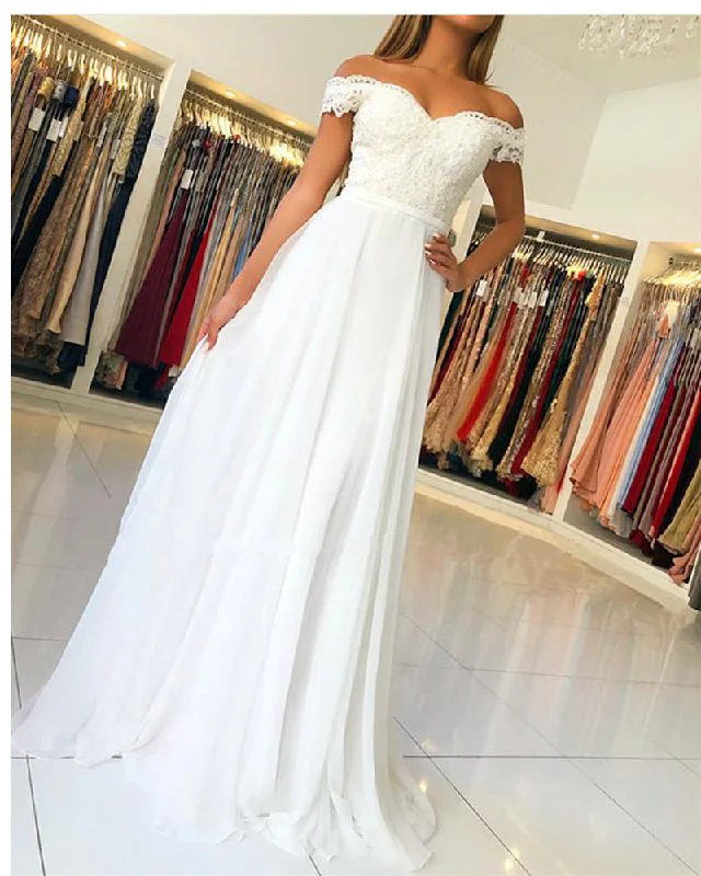 Super Savings Elegant Ivory /White Lace and Chiffon Prom Party Dresses with lace Top Formal Gown Super Savings Elegant Ivory /White Lace and Chiffon Prom Party Dresses with lace Top Formal Gown