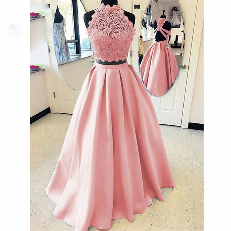 Blowout Deals Pink Lace A Lien satin Two Pieces Prom Dress Long Girls Formal Party Gown Long Homecoming Dress Blowout Deals Pink Lace A Lien satin Two Pieces Prom Dress Long Girls Formal Party Gown Long Homecoming Dress