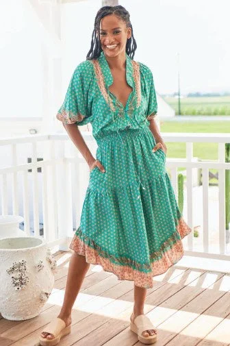 Midnight Madness Jade Print Jasmine Midi Dress