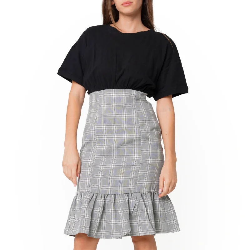 Special Price Glen Plaid Mermaid Dress in Black