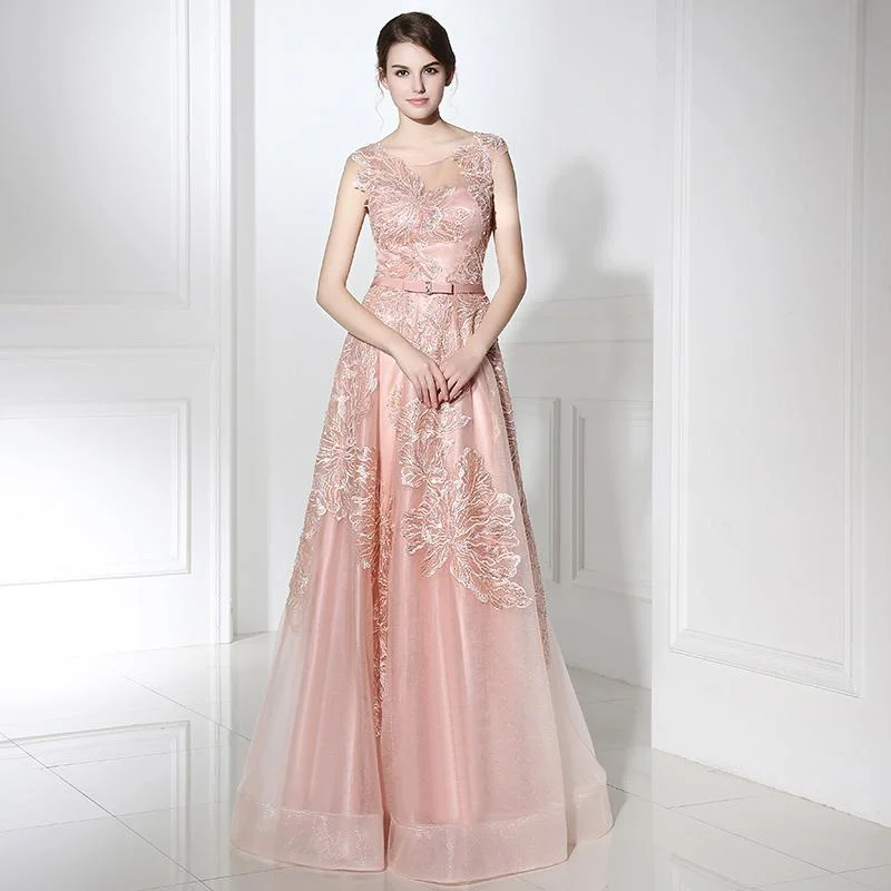 Shop and Save Pink Applique Sequins Long Prom Dresses Cap Sleeve Evening Dresses A-Line Formal Dresses,LX391 Shop and Save Pink Applique Sequins Long Prom Dresses Cap Sleeve Evening Dresses A-Line Formal Dresses,LX391