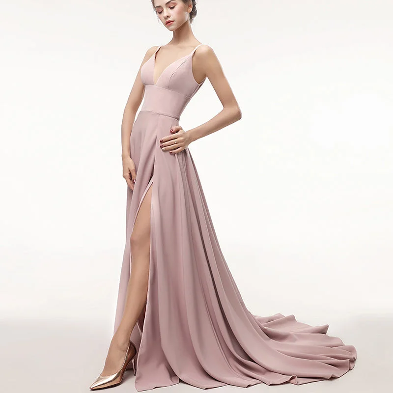 Discount Mania Pink Spaghetti Straps Bridesmaid Dresses Long Evening Gown vestido de formatura Discount Mania Pink Spaghetti Straps Bridesmaid Dresses Long Evening Gown vestido de formatura