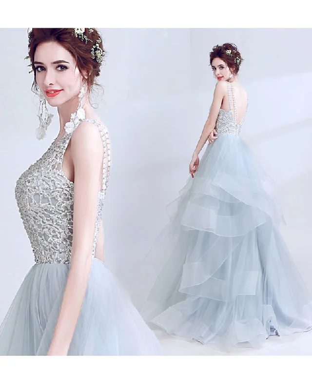 Deal Dash Scoop Neck Formal Gown Lace Beaded Ball Gown Sky Blue Prom Dresses LP4521 Deal Dash Scoop Neck Formal Gown Lace Beaded Ball Gown Sky Blue Prom Dresses LP4521