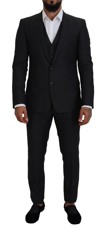 Dolce & Gabbana Elegant  Martini Three-Piece Wool Silk Men's Suit