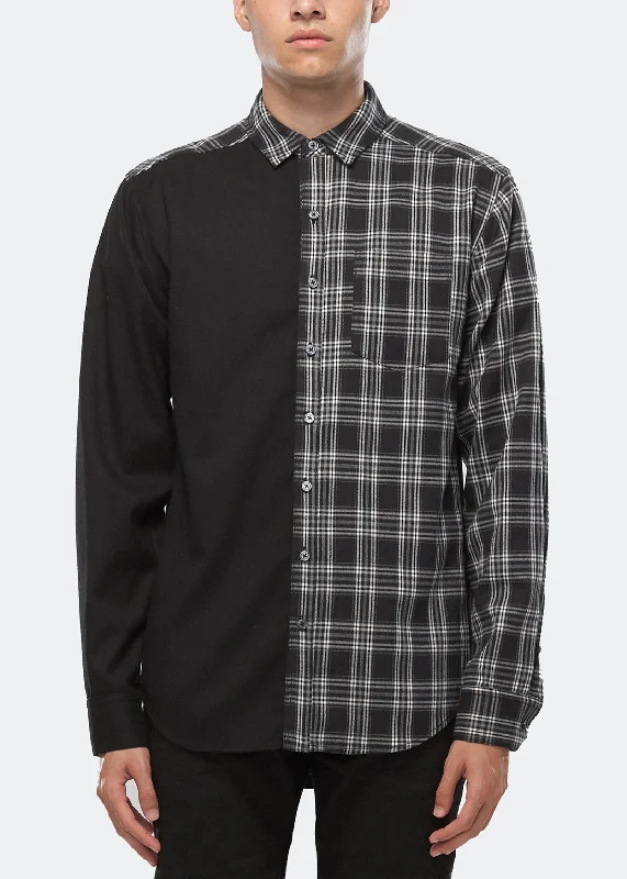 Konus Men's Color Blocked Button Up shirt in Black