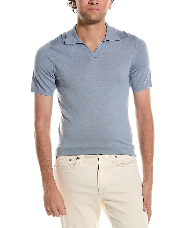 Reiss Duchie Merino Wool Open Collar Polo Shirt