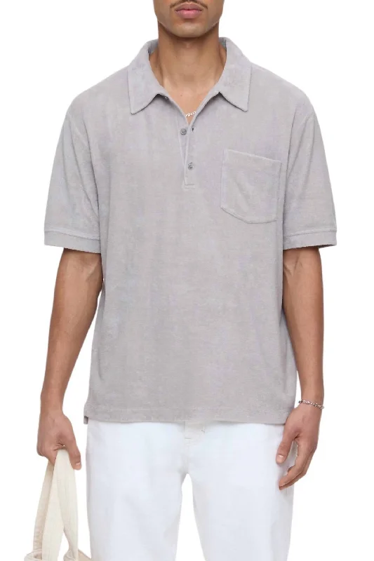 Terry Cloth Polo In Chalk Gray