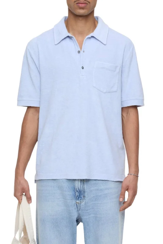 Stock Clearance Terry Cloth Polo In Horizon Blue
