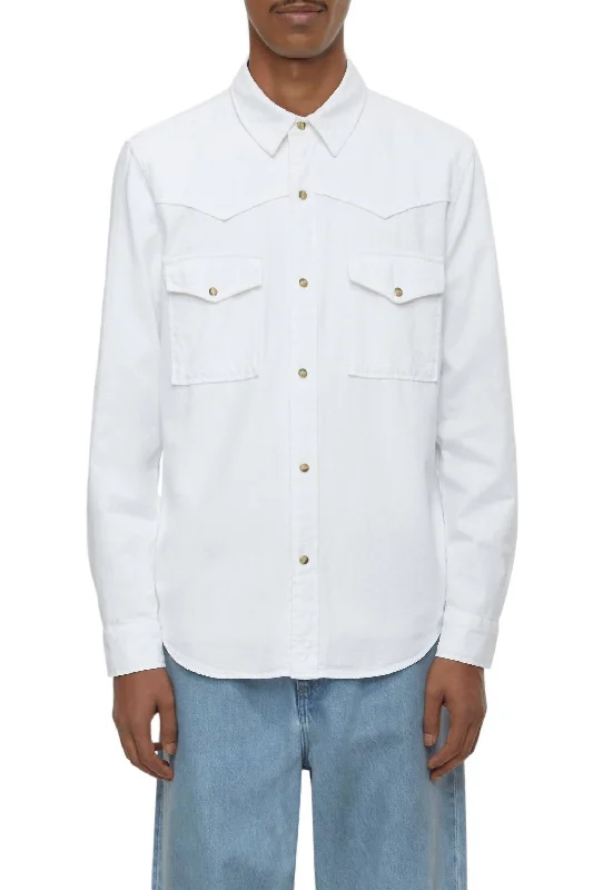 Western Button Down Shirt In White